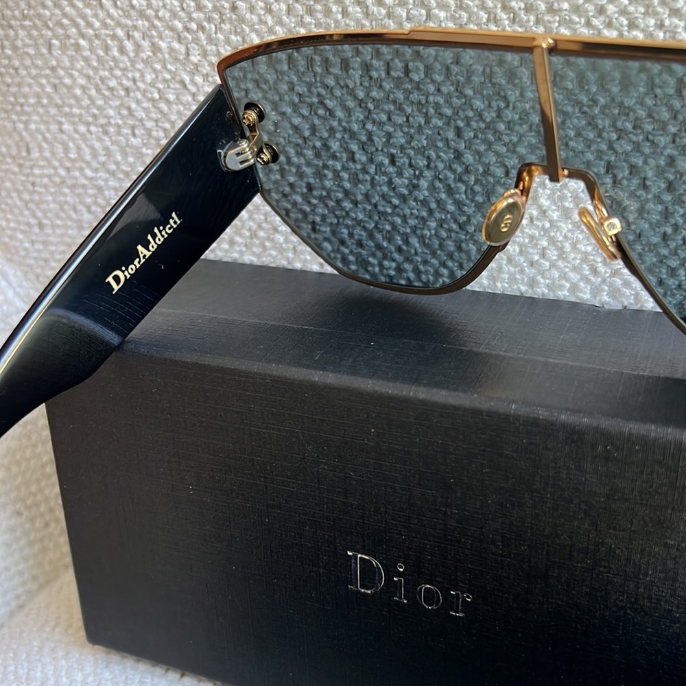 Dior Black and Gold Shield Sunglasses - Picture 8 of 9